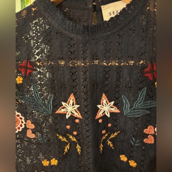 RARE Sezane Garance embroidered lace blouse FR36/S - Picture 4 of 4